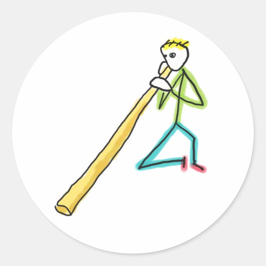 Didgeridoo Stickman Runder Aufkleber (Vorderseite)