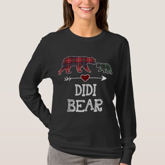Didi Bear Christmas Pajama Red Kariert Buffalo Fam T-Shirt (Vorderseite)