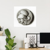 Didrachma von Heracles: obverse Darstellung Athena Poster (Heimbüro)