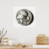 Didrachma von Heracles: obverse Darstellung Athena Poster (Küche)