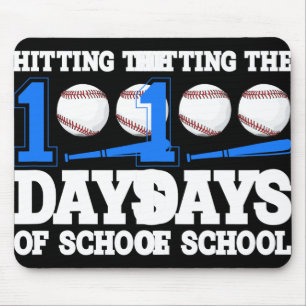Die 100. Baseball Bat Student Teac School Mousepad