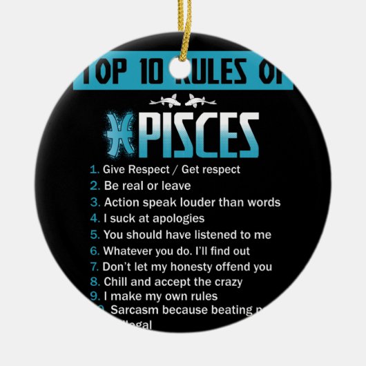 Die 10 besten Spielregeln Geburtstage Keramik Ornament (Vorne)