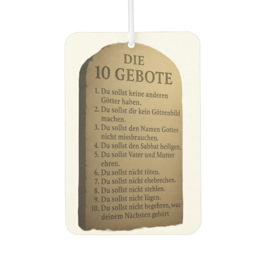 Die 10 Gebote Autolufterfrischer (Vorderseite)