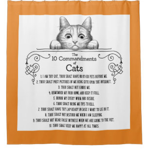 Die 10 Gebote der Katzen lustig Duschvorhang