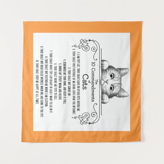 Die 10 Gebote der Katzen lustig Wandteppich (Vorderseite (Horizontal))