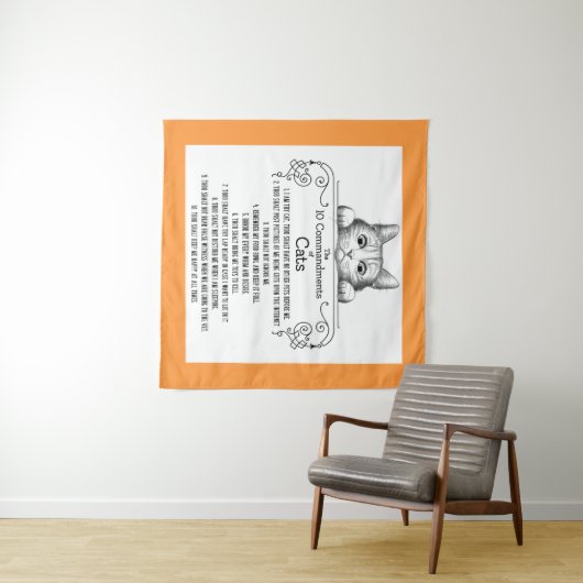 Die 10 Gebote der Katzen lustig Wandteppich (Beispiel (Horizontal))
