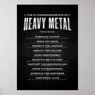 Die 10 Gebote für Schwermetall Poster