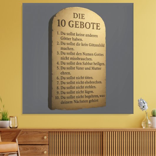 „Die 10 Gebote – Gottes Weisung in Stein“ Leinwanddruck (Insitu (Wohnzimmer))