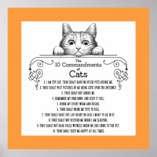 Die 10 Gebote von Cats Funny Poster