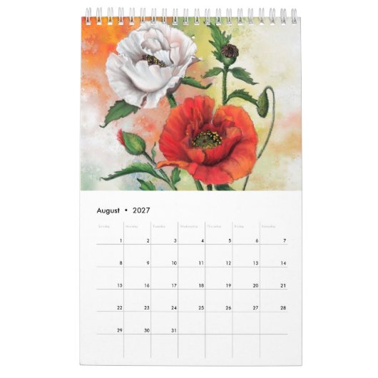 Die 12 schönsten Blume Malerei Migned Kalender (Aug 2027)