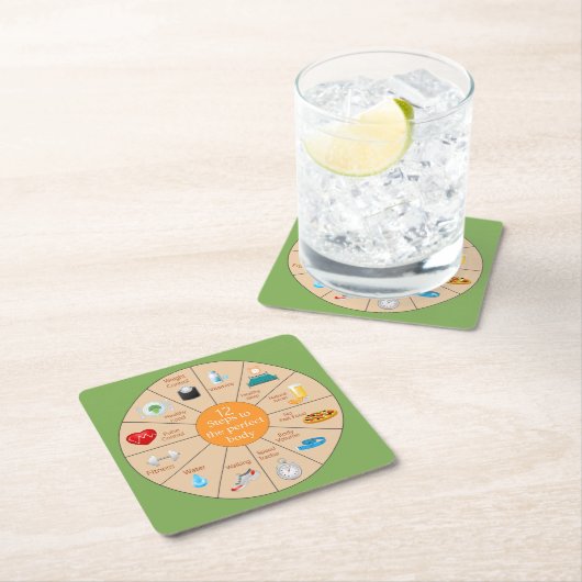 Die 12 Schritte zu einem perfekten Körper Rechteckiger Pappuntersetzer (Vor Ort)