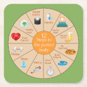 Die 12 Schritte zu einem perfekten Körper Rechteckiger Pappuntersetzer (Vorderseite)