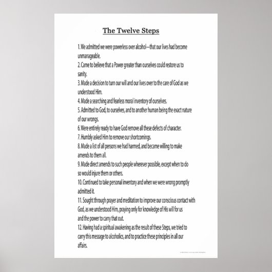 Die 12 Stufen 12 Traditionen sind ebenfalls verfüg Poster (Vorne)