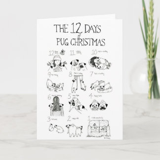Die 12 Tage von Mops-Weihnachten Feiertagskarte