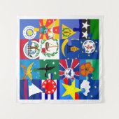 Die 16-State-Flaggen des Palau-Tapestry Wandteppich (Vorderseite (Horizontal))