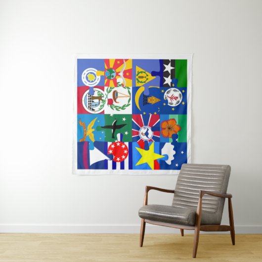 Die 16-State-Flaggen des Palau-Tapestry Wandteppich (Beispiel (Horizontal))