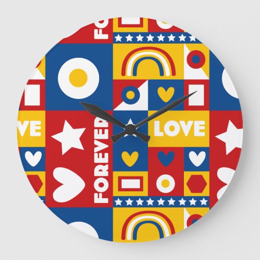 Die 1980er-Jahre für ewig liebende Pop Art Design  Große Wanduhr (Vorderseite)