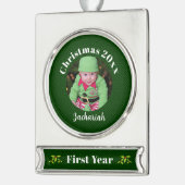 Die 1. weihnachtliche grüne Imitate des Babys mit Banner-Ornament Silber (Links)