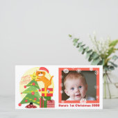 Die 1. Weihnachtsfotokarte des Babys Feiertagskarte (Stehend Vorderseite)