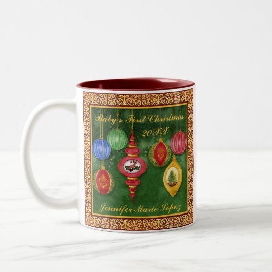 Die 1. Weihnachtsjubiläum-Tasse Zweifarbige Tasse (Links)