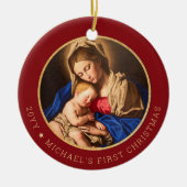 Die 1. Weihnachtskirche Madonna & Kind Keramik Ornament (Vorne)