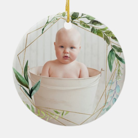 Die 1. Weihnachtszeit des modernen Babys | Baby Bo Keramik Ornament (Hinten)
