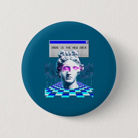 Die 2016 Vaporwave Glitch Statue Ästhetik Button (Vorderseite)