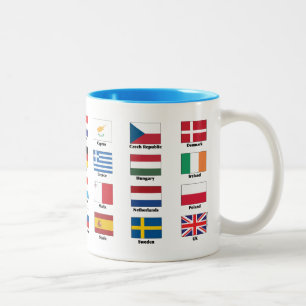 Die 28 Staatsflaggen EU-Länder Zweifarbige Tasse
