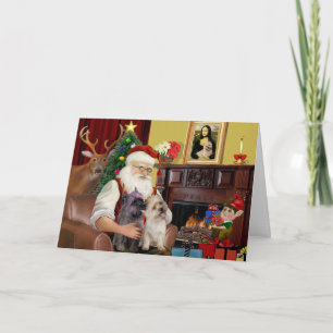 Die 2 Cairn Terrier des Weihnachtsmanns Feiertagskarte