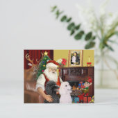 Die 2 Standardpoodles des Weihnachtsmanns Feiertagspostkarte (Stehend Vorderseite)