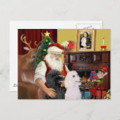 Die 2 Standardpoodles des Weihnachtsmanns Feiertagspostkarte (Vorne/Hinten)