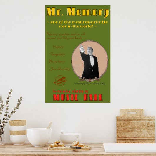 Die 39 Schritte: Mr. Memory Advertising Poster (Küche)