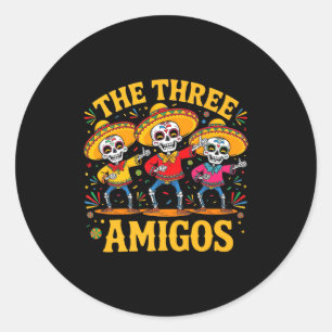 Die 3 drei amigos drei Freunde Skelett cinco de Runder Aufkleber