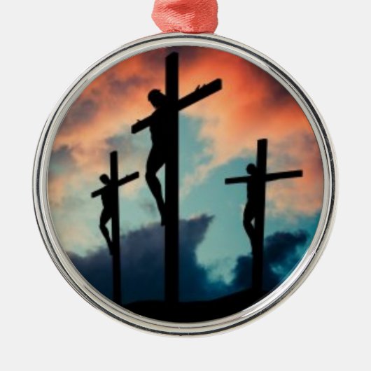 Die 3 Kreuz-Jesus-Weihnachtsbaum-Verzierung Ornament Aus Metall (Vorne)