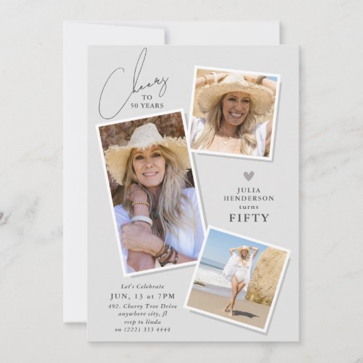 Die 3 Picture Birthday Party der Jahre Einladung (Vorderseite)