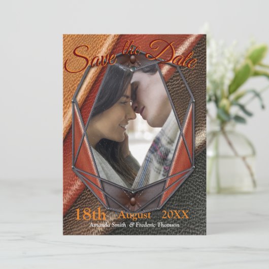 Die 3D Leder Academia Deco & Cards Save The Date (Stehend Vorderseite)