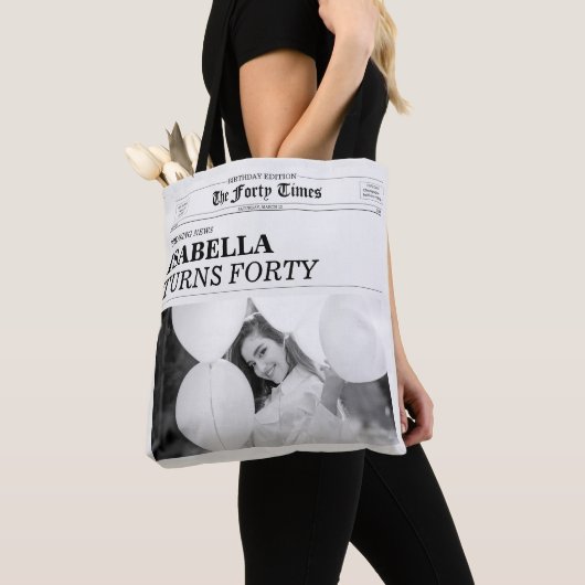 Die 40er-Zeitung 40. Geburtstagsfeier Tasche (Von Nahem)