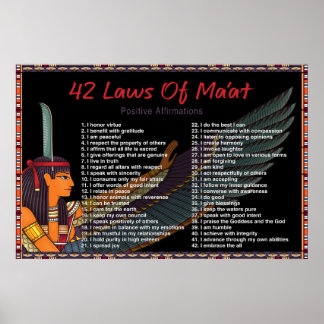 Die 42 Gesetze des Maat - Positive Affirmations Po Poster