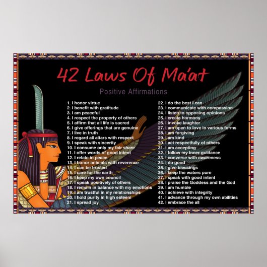 Die 42 Gesetze des Maat - Positive Affirmations Po Poster (Vorne)