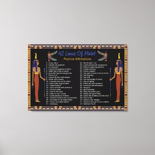 Die 42 Gesetze des Maat - positive Bekräftigungen Leinwanddruck (Vorderseite)