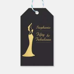Die 50. Modern Gold Cocktail Dress Birthday Geschenkanhänger