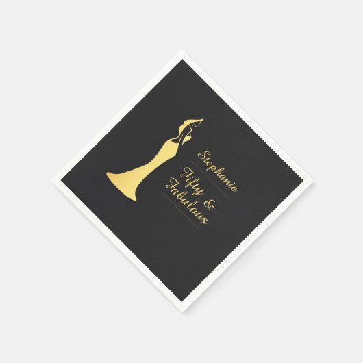 Die 50. Modern Gold Cocktail Dress Birthday Serviette (Ecke)