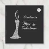Die 50. Modern Silver Cocktail Dress Birthday Geschenkanhänger (Rückseite)