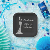 Die 50. Modern Silver Cocktail Dress Birthday Pappteller (Party)