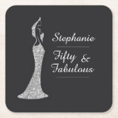 Die 50. Modern Silver Cocktail Dress Birthday Rechteckiger Pappuntersetzer (Vorderseite)