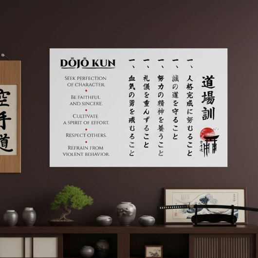 Die 5 Dojo Kun – Lehren von Gichin Funakoshi Poster