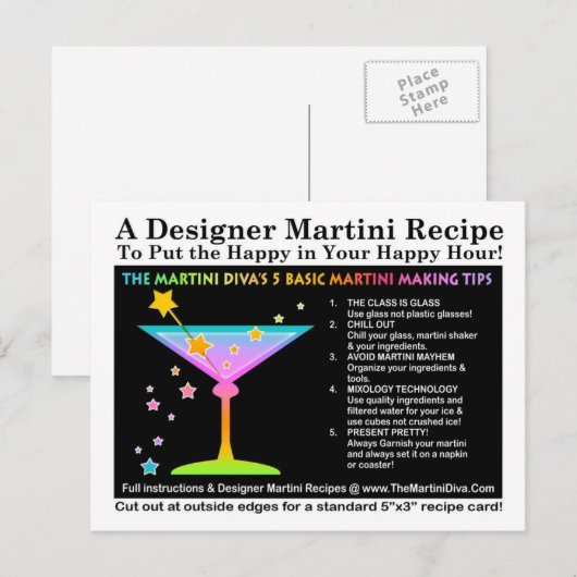 Die 5 Tips von Martini Diva auf der Postkarte (Vorne/Hinten)