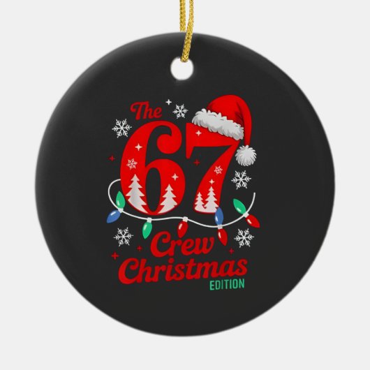 Die 67 Weihnachts-Crew-Edition Six Seven Brainrot Keramik Ornament (Vorne)