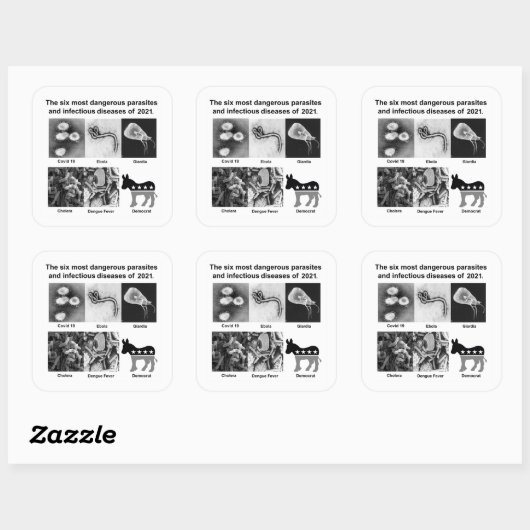 Die 6 gefährlichsten Parasiten & Infektionskrankhe Quadratischer Aufkleber (Blatt)