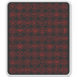 Die 72 Dämonenschwärme von Ars Goetia (rot auf sch Aufkleber